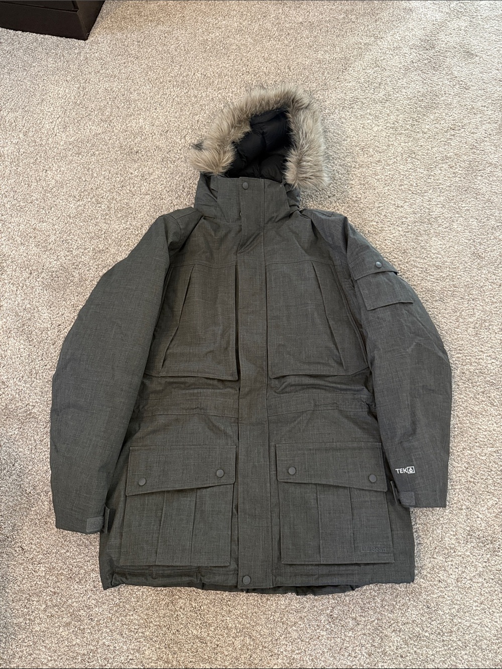 LLBean Mens Baxter State Parka Iron Gray Large Tall Down Jacket